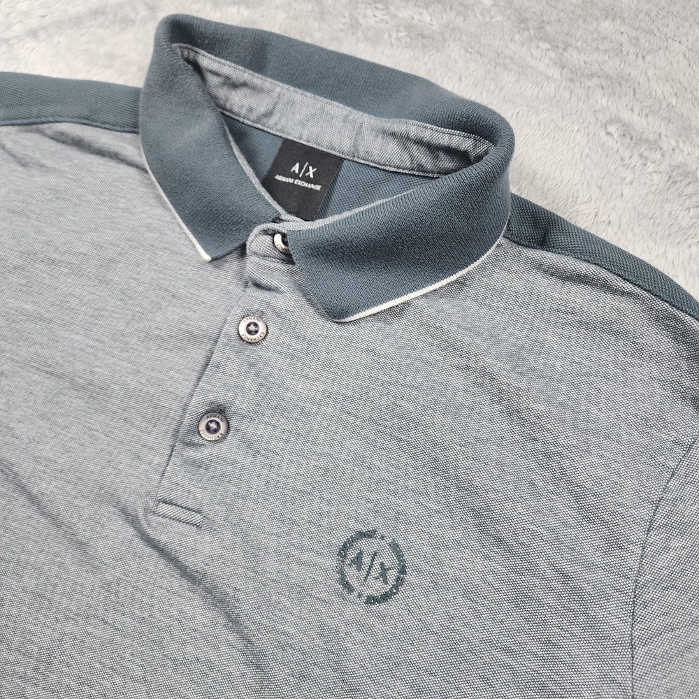 Armani Exchange Polo Shirt Mens XL Gray (Fits Medium) Collar Luxury Designer